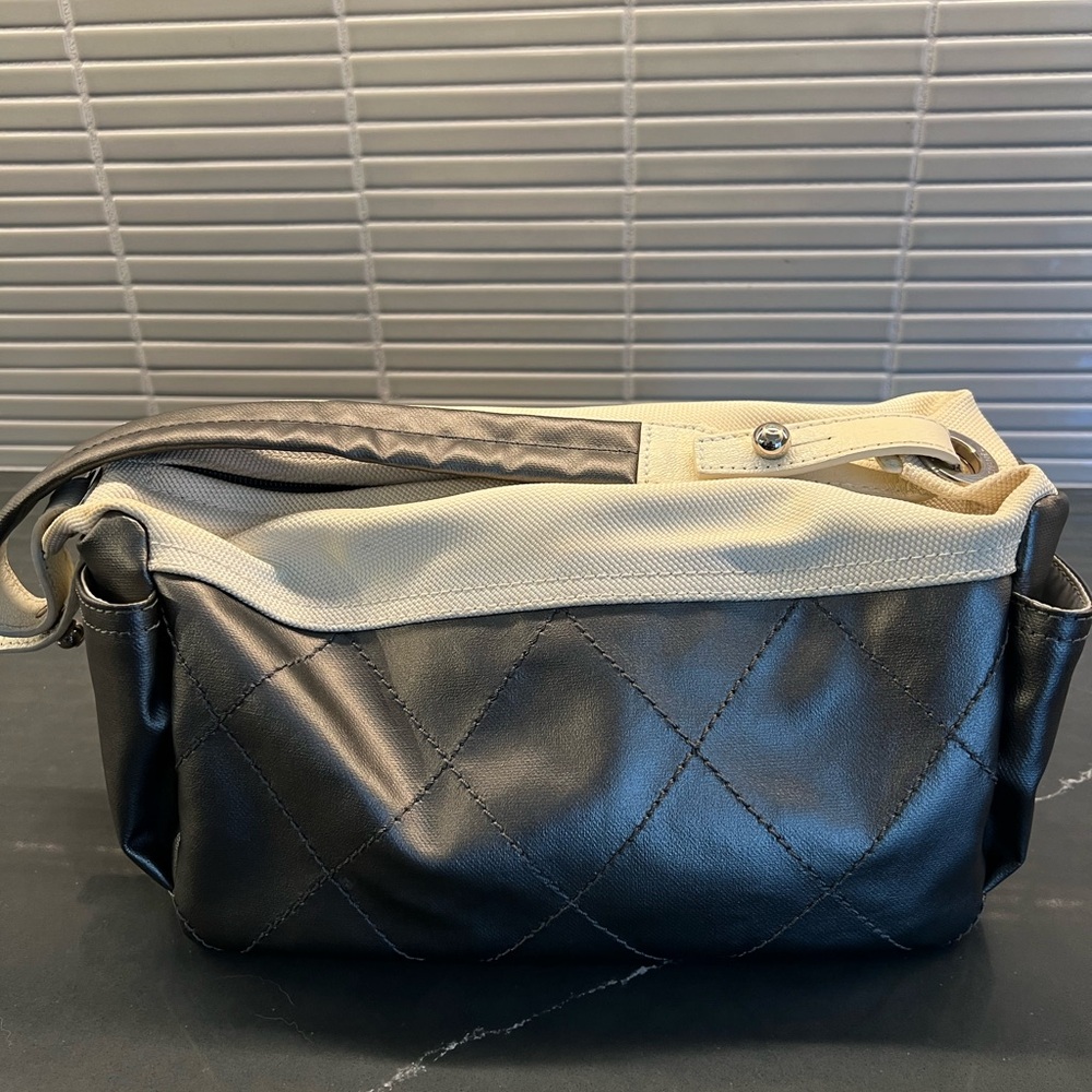 Chanel Grey & Beige Quilted Coated Canvas Paris Biarritz Tote Bag